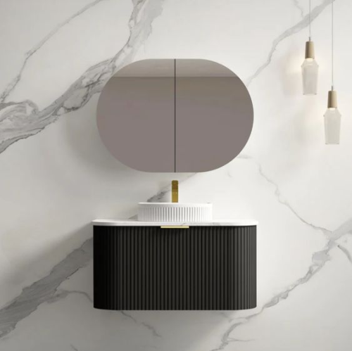1200mm Black Wall Hung Bathroom cabinet with single sink