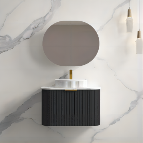 1200mm Black Wall Hung Bathroom cabinet with single sink