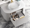 750mm Curved Bathroom Vanity With White Carrara Stone Top