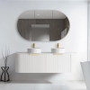 750mm Curved Bathroom Vanity With White Carrara Stone Top