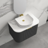 900mm Black Curve Wall Hung Bathroom Vanity