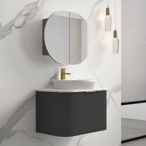 900mm Black Curve Wall Hung Bathroom Vanity